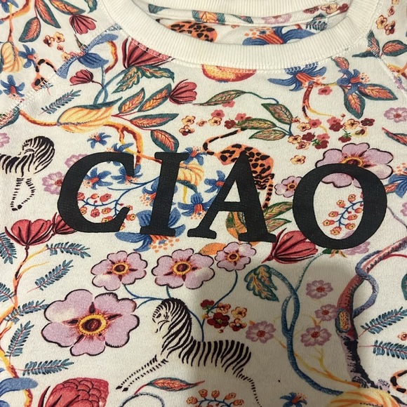 Anthropologie Floral Crew Neck Sweater White - Picture 2 of 5